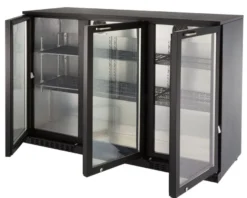 Barkühlschrank ECO 350 mit Klapptüren schwarz, LED Beleuchtung, unterbaubar