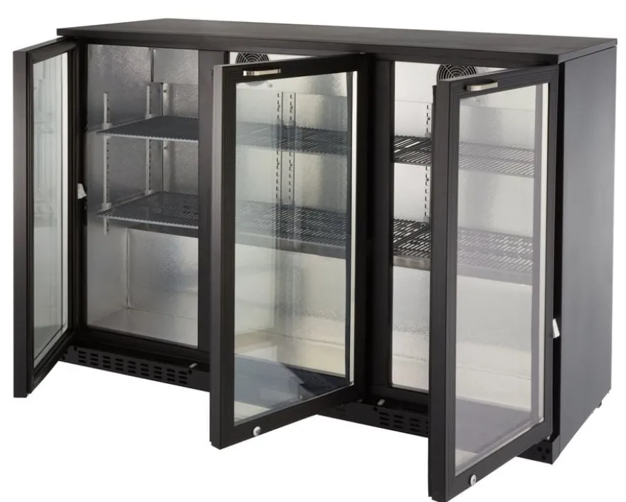 Barkühlschrank ECO 350 mit Klapptüren schwarz, LED Beleuchtung, unterbaubar