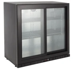 Barkühlschrank ECO 230 mit Schiebetüren schwarz, LED Beleuchtung, unterbaubar