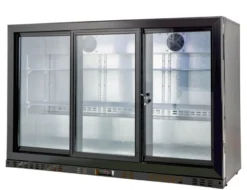 Barkühlschrank ECO 350 mit Schiebetüren schwarz, LED Beleuchtung, unterbaubar