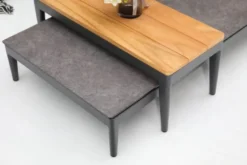 barths Athene – Lounge-Set mit zwei Beistelltischen Anthrazit – Teakholz
