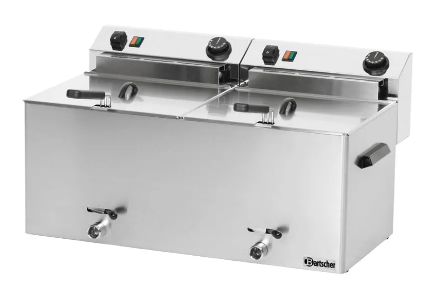Bartscher Elektrofritteuse PROFI 2 Becken je 10 Liter mit Fettablasshahn