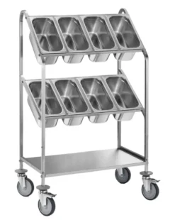 Besteckwagen PROFI mit zwei Ablageborde für 8x GN 1/3-150