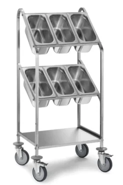 Besteckwagen PROFI mit zwei Ablageborde für 6x GN 1/3-150