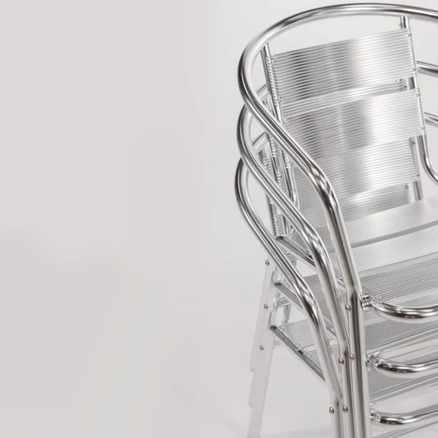 Bistrostühle Bolero aus Aluminium mit gerundeter Armlehne - 4 Stück