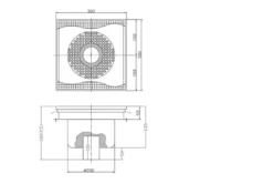 Bodenablauf aus Edelstahl - vertikaler Abgang - 300 x 300 x 180 mm