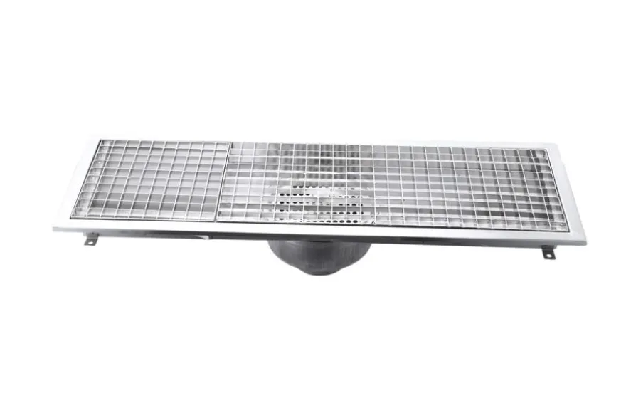 Bodenablauf aus Edelstahl - vertikaler Abgang - 900 x 300 x 180 mm