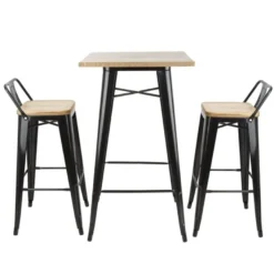Bolero Bistro Bartisch mit Holzplatte schwarz