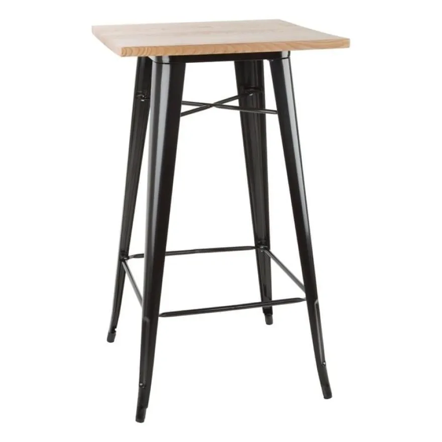Bolero Bistro Bartisch mit Holzplatte schwarz