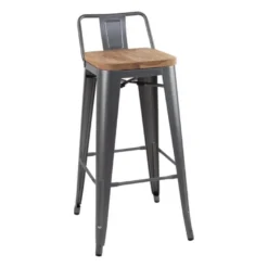 Bolero Bistro Hochbarstuhl mit Holzsitz grau, 4 Stück