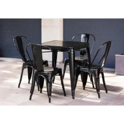 Bolero Bistro Quadratischer Stahltisch Schwarz 660mm