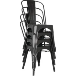Bolero Bistro Stahl Beistellstühle Schwarz (4 Stück)