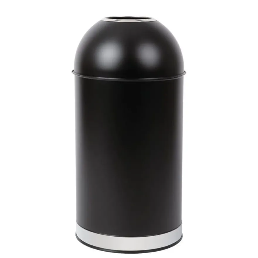 Bolero 40L schwarzer Abfalleimer aus Stahl mit offenem Deckel
