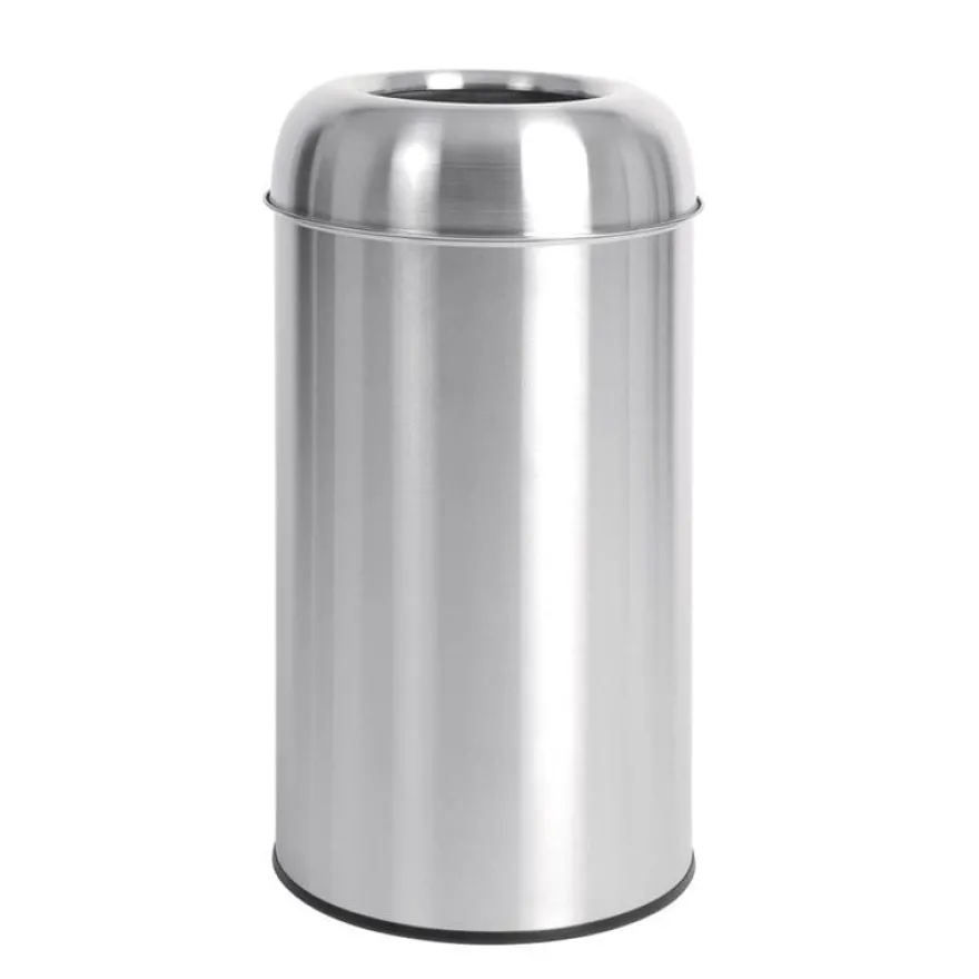 Bolero offener Edelstahl Abfallbehälter silber 40L