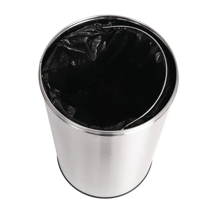 Bolero offener Edelstahl Abfallbehälter silber 40L