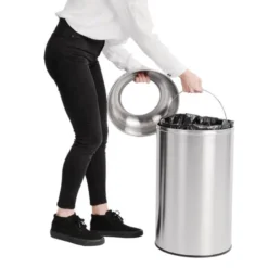 Bolero offener Edelstahl Abfallbehälter silber 40L