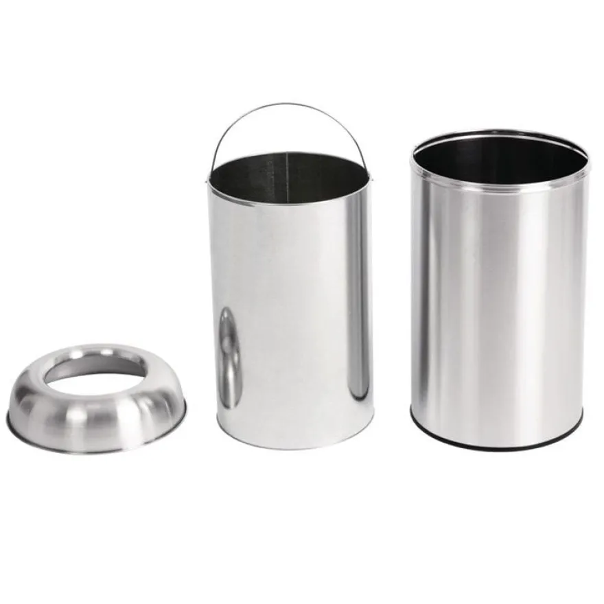 Bolero offener Edelstahl Abfallbehälter silber 40L