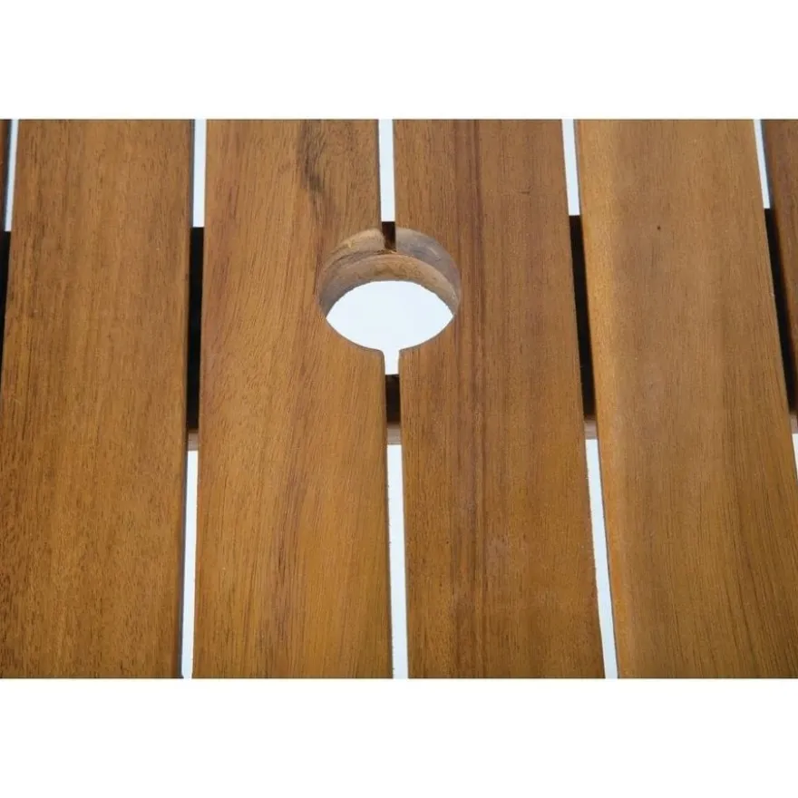Bolero quadratischer Stahl- und Akazienholztisch 80cm