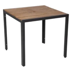 Bolero quadratischer Stahl- und Akazienholztisch 80cm
