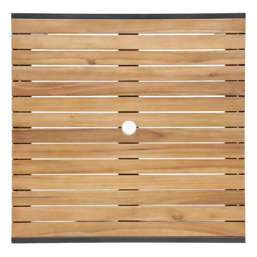 Bolero quadratischer Stahl- und Akazienholztisch 80cm