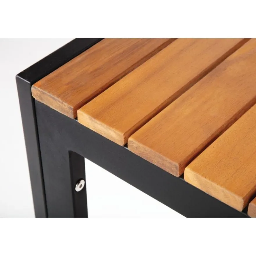 Bolero quadratischer Stahl- und Akazienholztisch 80cm