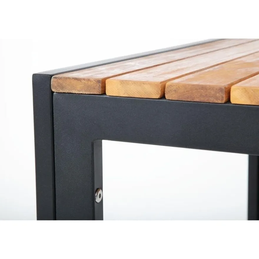 Bolero quadratischer Stahl- und Akazienholztisch 80cm