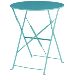 Bolero Terrassentisch Ø600 mm, Stahl azurblau, klappbar