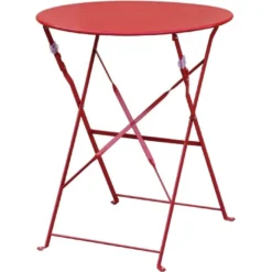 Bolero Terrassentisch Ø600 mm Stahl Rot, klappbar
