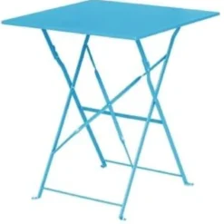 Bolero Terrassentisch 600x600 mm, Stahl azurblau, klappbar