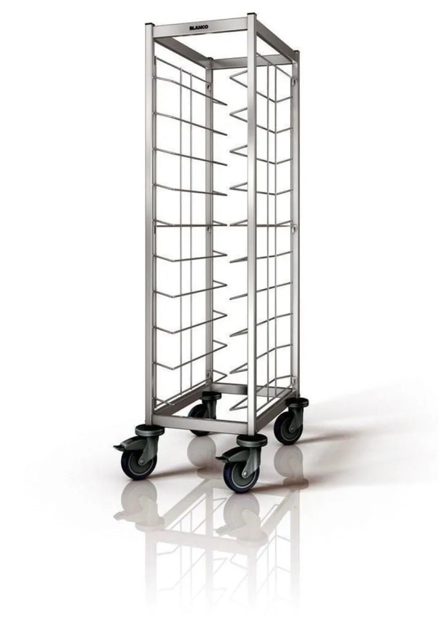B.PRO Tablett-Abräumwagen aus Edelstahl 1- teilig für 10 Eurnorm Tablett (530x370 mm)