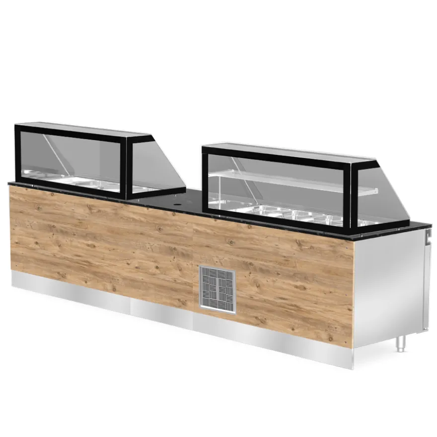 CLASSIC LINE Bain-Marie 3x 1/1GN, 110x88x134cm, schwarzer Granit, LED Beleuchtung