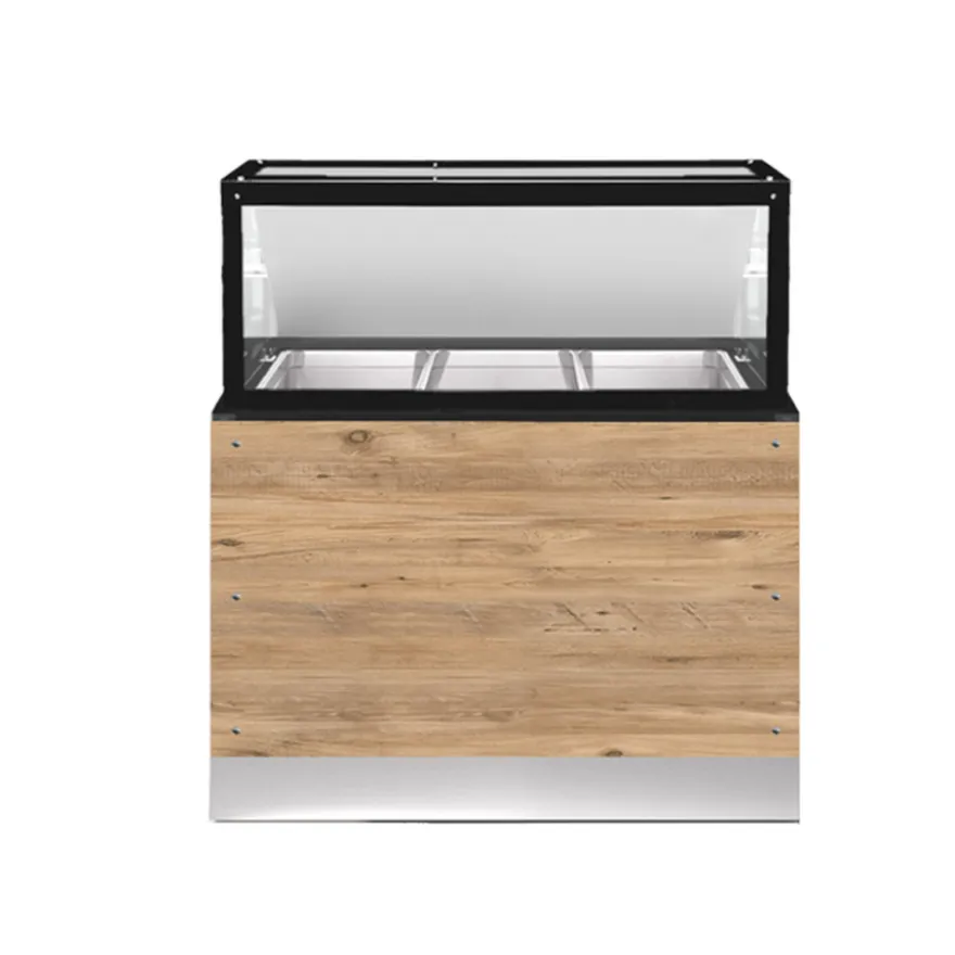 CLASSIC LINE Bain-Marie 3x 1/1GN, 110x88x134cm, schwarzer Granit, LED Beleuchtung