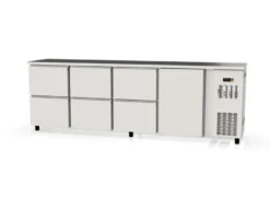 Coreco Barkühltisch PROFI 1/6 Edelstahl mit 1 Tür und 6 Schubladen