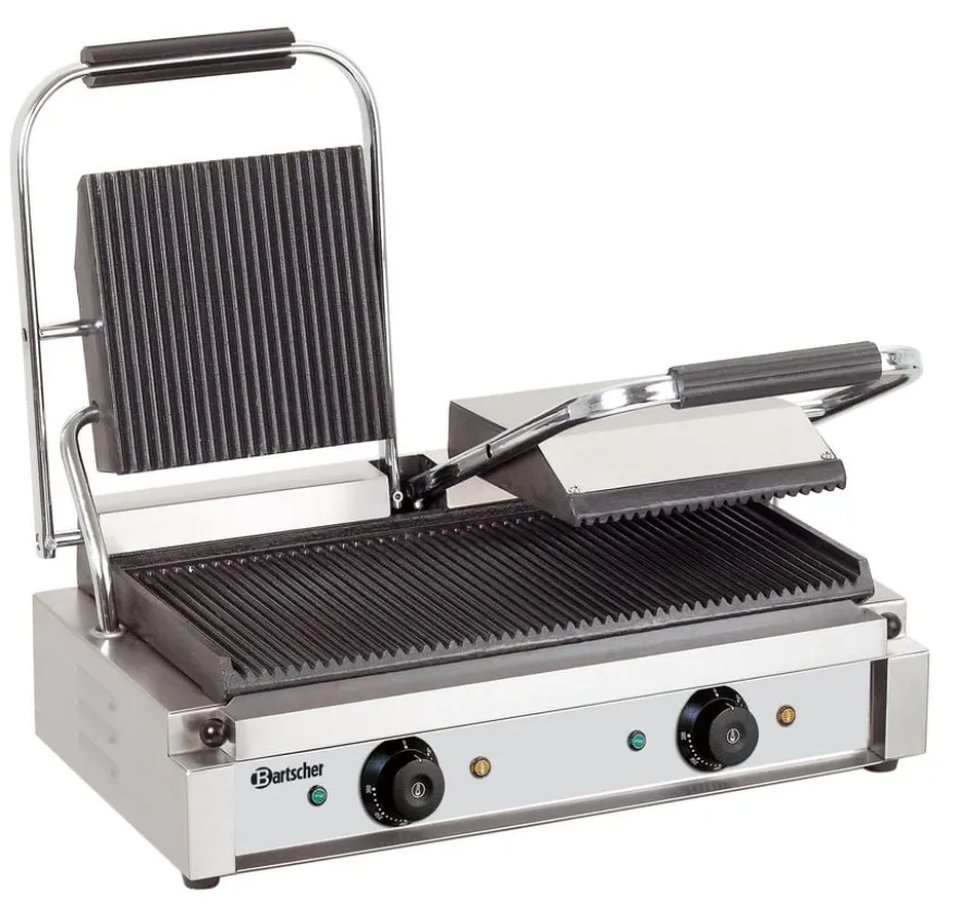 Doppel-Elektro-Kontaktgrill 3,6 kW Grillplatten gerillt