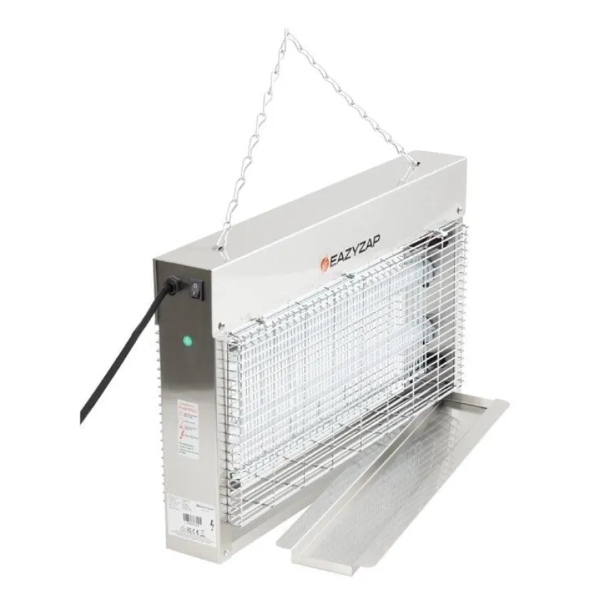 Eazyzap LED Insektenvernichter 100m² 14W, gebürsteter Edelstahl, energieeffizient
