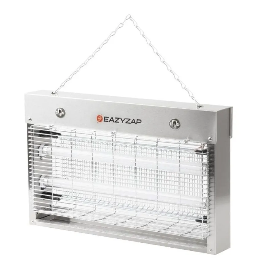 Eazyzap LED Insektenvernichter 100m² 14W, gebürsteter Edelstahl, energieeffizient