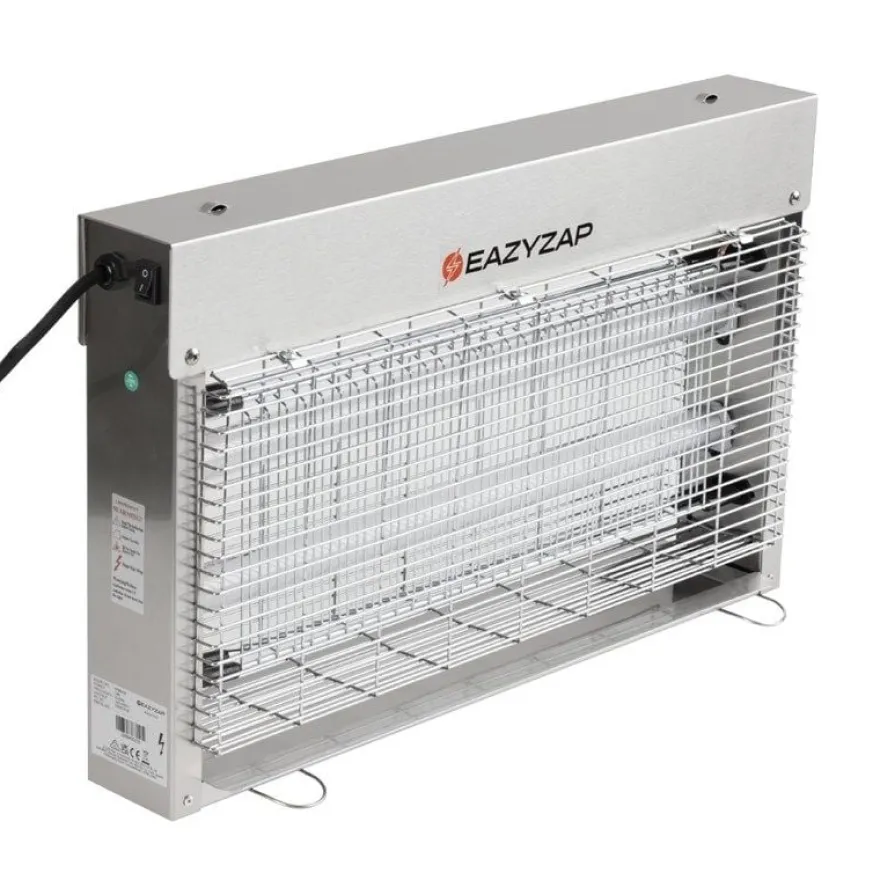 Eazyzap LED Insektenvernichter 100m² 14W, gebürsteter Edelstahl, energieeffizient