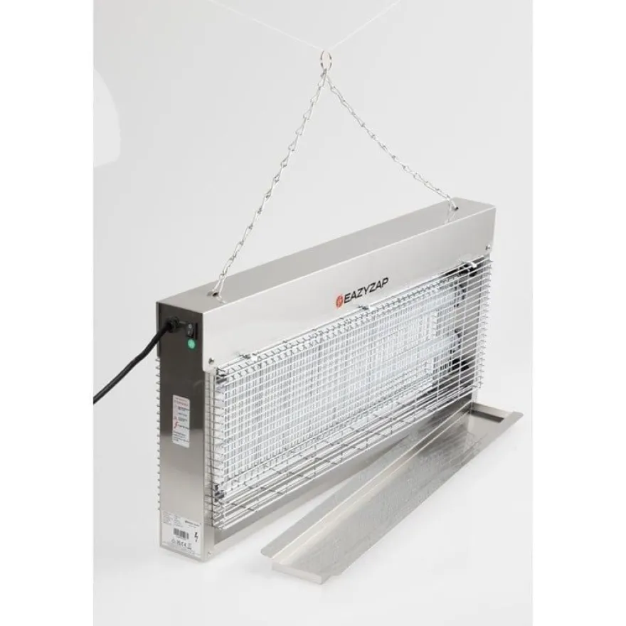 Eazyzap LED Insektenvernichter 150m² 20W, gebürsteter Edelstahl, energieeffizient