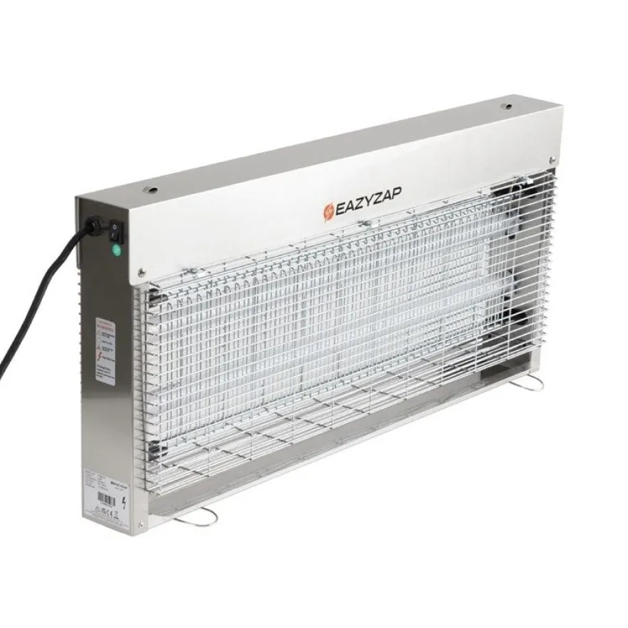 Eazyzap LED Insektenvernichter 150m² 20W, gebürsteter Edelstahl, energieeffizient
