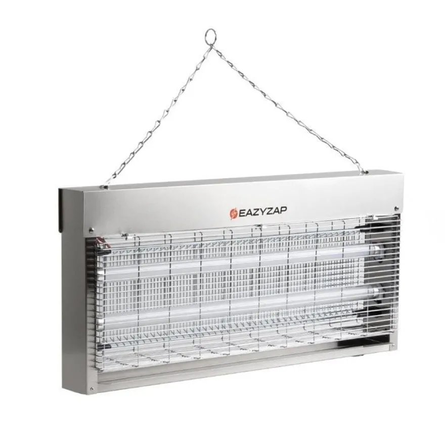 Eazyzap LED Insektenvernichter 150m² 20W, gebürsteter Edelstahl, energieeffizient