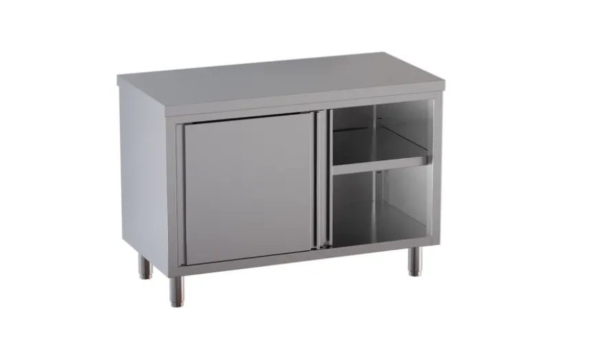 Edelstahl Arbeitsschrank ECO 12x7 ohne Aufkantung