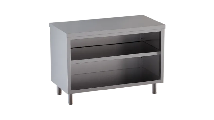Edelstahl-Arbeitsschrank ECO 12x7 offen ohne Aufkantung