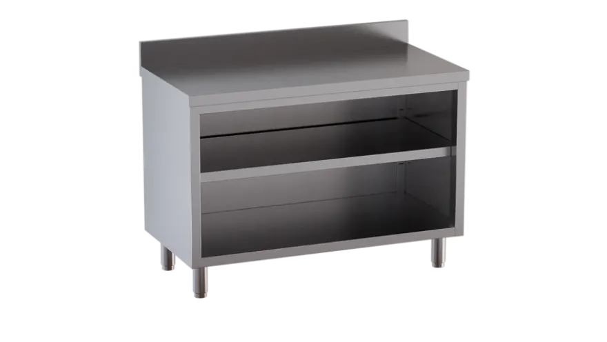 Edelstahl-Arbeitsschrank ECO 10x7 offen mit Aufkantung