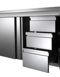 Edelstahl-Arbeitsschrank ECO mit Flügeltür und 3 Schubladen 12x6