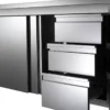 Edelstahl-Arbeitsschrank ECO mit Schiebetür und 3 Schubladen 18x6