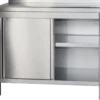 Edelstahl Arbeitsschrank Profi mit Schiebetüren und Aufkantung - 1200 x 700 mm