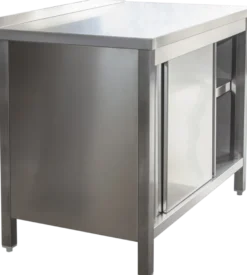 Edelstahl Arbeitsschrank Profi mit Schiebetüren und Aufkantung - 1400 x 600 mm
