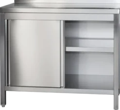 Edelstahl Arbeitsschrank Profi mit Schiebetüren und Aufkantung - 2000 x 700 mm
