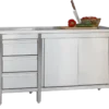 Edelstahl Arbeitsschrank Profi mit Flügeltüren und 3 Schubladen 1000 x 700 x 850 mm