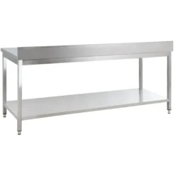 Edelstahl Arbeitstisch Basic 20x7 mit Grundboden und Aufkantung, zur Selbstmontage